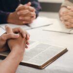 Christians gather Sit and pray for blessings from God. With faith and faith